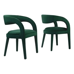 Maklaine 20&quot Upholstered Fabric Dining Chair in Green (Set of 2)