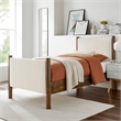 Maklaine Contemporary Upholstered Platform Bed in Ivory Walnut