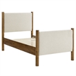 Maklaine Contemporary Upholstered Platform Bed in Ivory Walnut