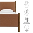 Maklaine Contemporary Upholstered Platform Bed in Tan Walnut