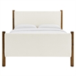Maklaine Queen Size Boucle Upholstered Platform Bed in Feather Walnut