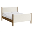 Maklaine Queen Size Boucle Upholstered Platform Bed in Feather Walnut