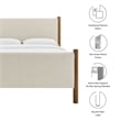 Maklaine Contemporary Upholstered Platform Bed in Ivory Walnut