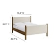 Maklaine Contemporary Upholstered Platform Bed in Ivory Walnut