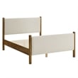 Maklaine Contemporary Upholstered Platform Bed in Ivory Walnut