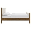 Maklaine Contemporary Upholstered Platform Bed in Ivory Walnut