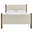 Maklaine Contemporary Upholstered Platform Bed in Ivory Walnut