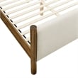 Maklaine Contemporary Upholstered Platform Bed in Ivory Walnut