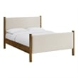 Maklaine Contemporary Upholstered Platform Bed in Ivory Walnut