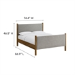 Maklaine Contemporary Upholstered Platform Bed in Wheat Walnut