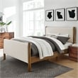 Maklaine Contemporary Upholstered Platform Bed in Ivory Walnut