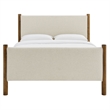 Maklaine Contemporary Upholstered Platform Bed in Ivory Walnut