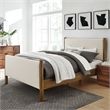 Maklaine Contemporary Upholstered Platform Bed in Ivory Walnut