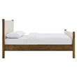 Maklaine Contemporary Upholstered Platform Bed in Ivory Walnut
