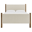 Maklaine Contemporary Upholstered Platform Bed in Ivory Walnut