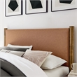 Maklaine Contemporary Upholstered Platform Bed in Tan Walnut