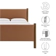 Maklaine Contemporary Upholstered Platform Bed in Tan Walnut