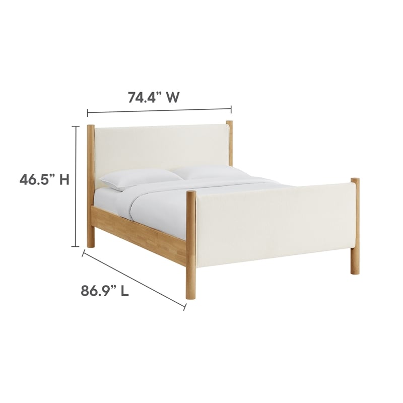 Maklaine Contemporary Upholstered Platform Bed in Feather Oak