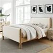 Maklaine Contemporary Upholstered Platform Bed in Feather Oak
