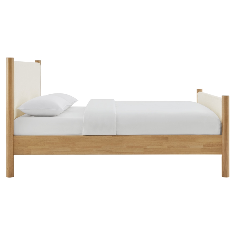 Maklaine Contemporary Upholstered Platform Bed in Feather Oak