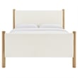 Maklaine Contemporary Upholstered Platform Bed in Feather Oak