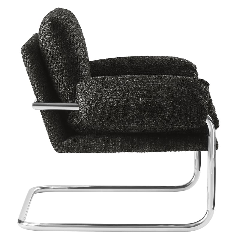 Maklaine Contemporary Boucle Fabric Upholstered Accent Chair in Charcoal