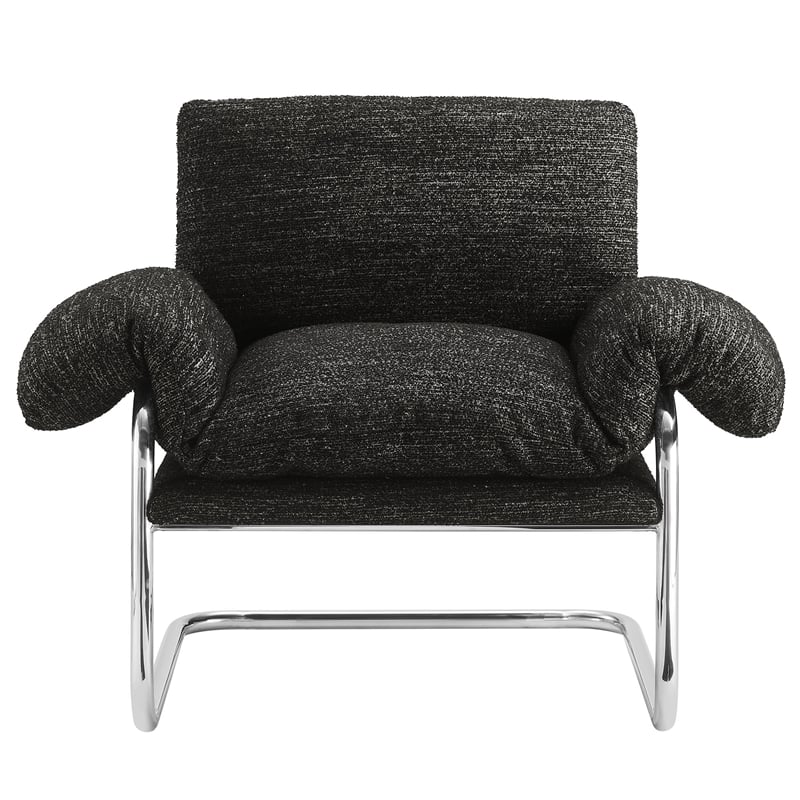 Maklaine Contemporary Boucle Fabric Upholstered Accent Chair in Charcoal