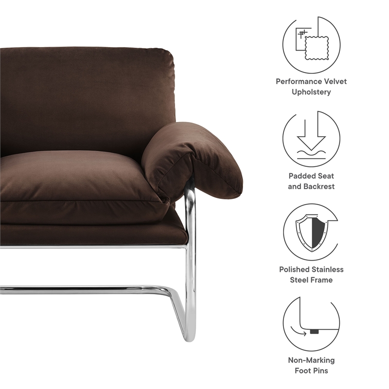 Maklaine Contemporary Upholstered Accent Chair in Chocolate Brown