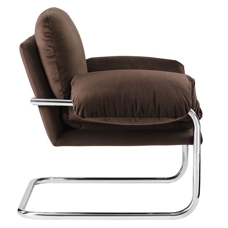 Maklaine Contemporary Upholstered Accent Chair in Chocolate Brown