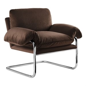 Maklaine Contemporary Upholstered Accent Chair in Chocolate Brown