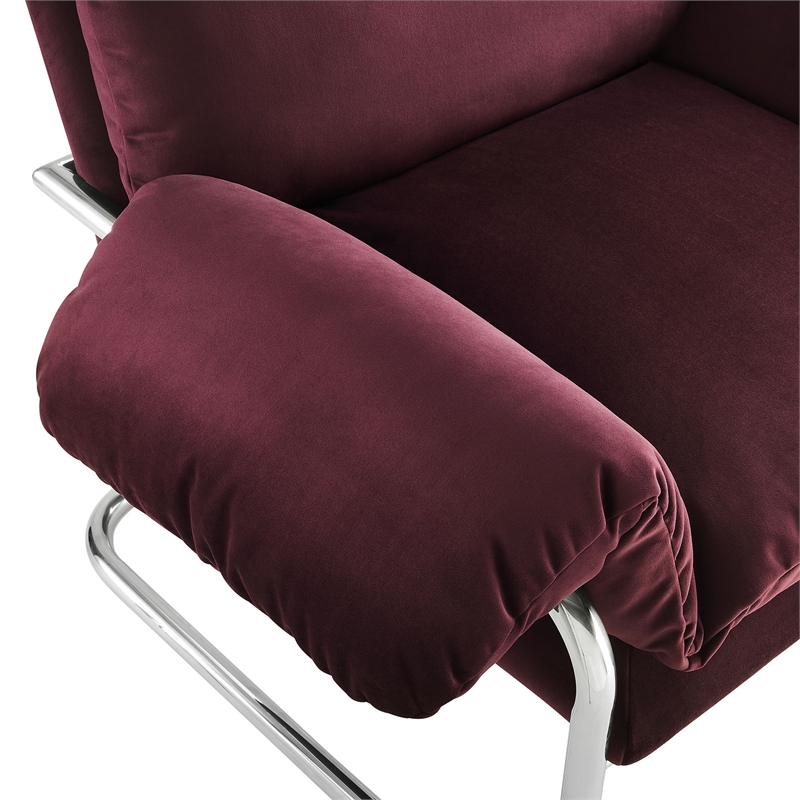 Maklaine Contemporary Performance Velvet Accent Chair in Mulberry