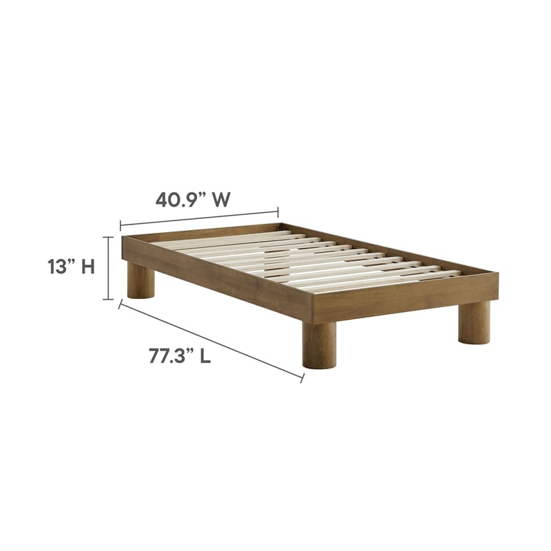 Maklaine Contemporary Rubberwood Frame Twin Platform Bed in French Oak