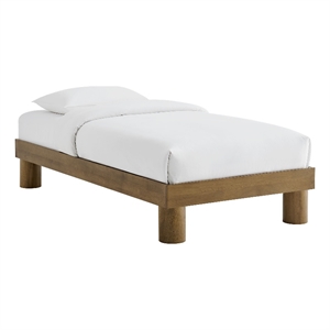 Maklaine Contemporary Rubberwood Frame Twin Platform Bed in French Oak