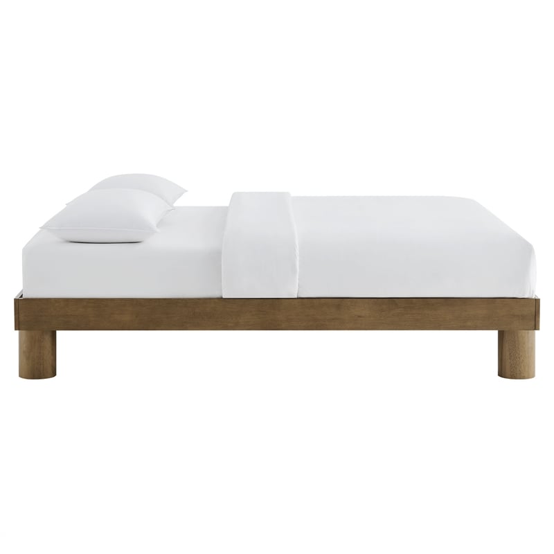 Maklaine Contemporary Rubberwood Frame King Platform Bed in French Oak