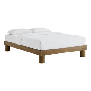 Maklaine Contemporary Rubberwood Frame King Platform Bed in French Oak