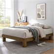 Maklaine Contemporary Rubberwood Frame Full Platform Bed in French Oak