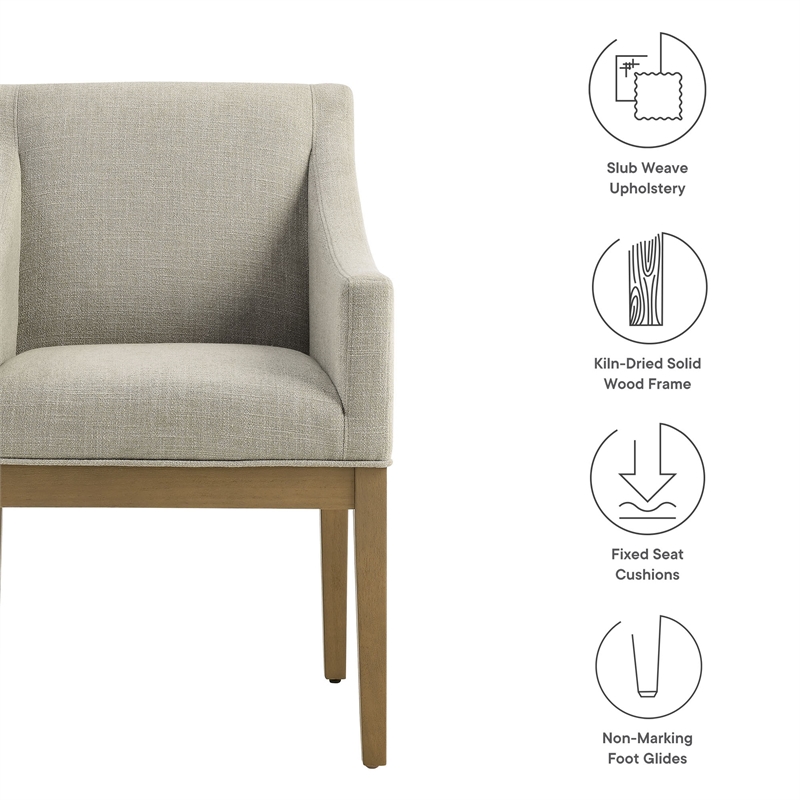Maklaine Contemporary Upholstered Dining Armchair in Linen Natural