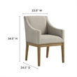 Maklaine Contemporary Upholstered Dining Armchair in Linen Natural