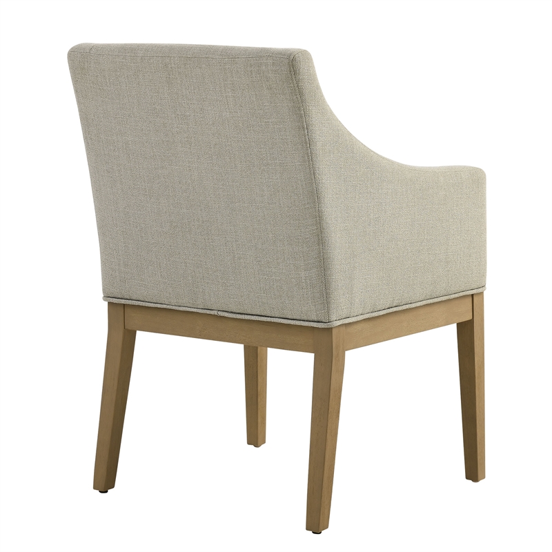 Maklaine Contemporary Upholstered Dining Armchair in Linen Natural