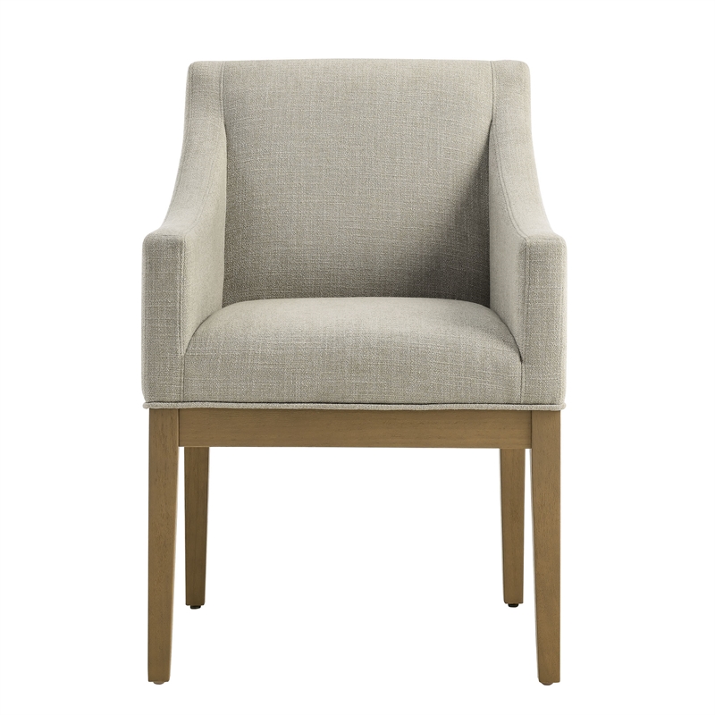 Maklaine Contemporary Upholstered Dining Armchair in Linen Natural