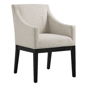 Maklaine Contemporary Upholstered Dining Armchair in Salt Black