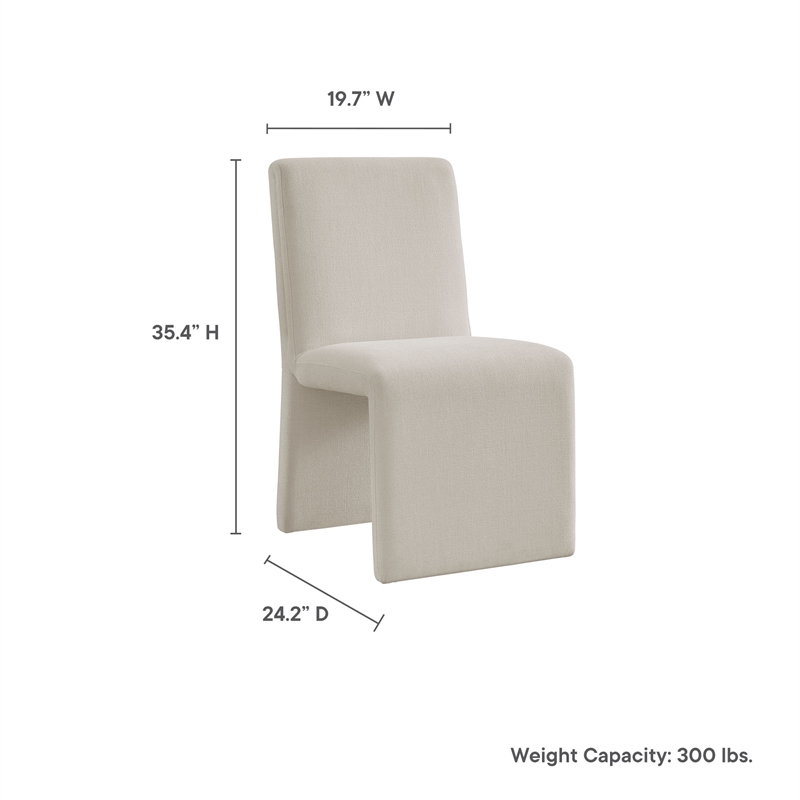 Maklaine Slub Weave Fabric Upholstered Dining Side Chair in Salt