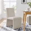 Maklaine Slub Weave Fabric Upholstered Dining Side Chair in Salt