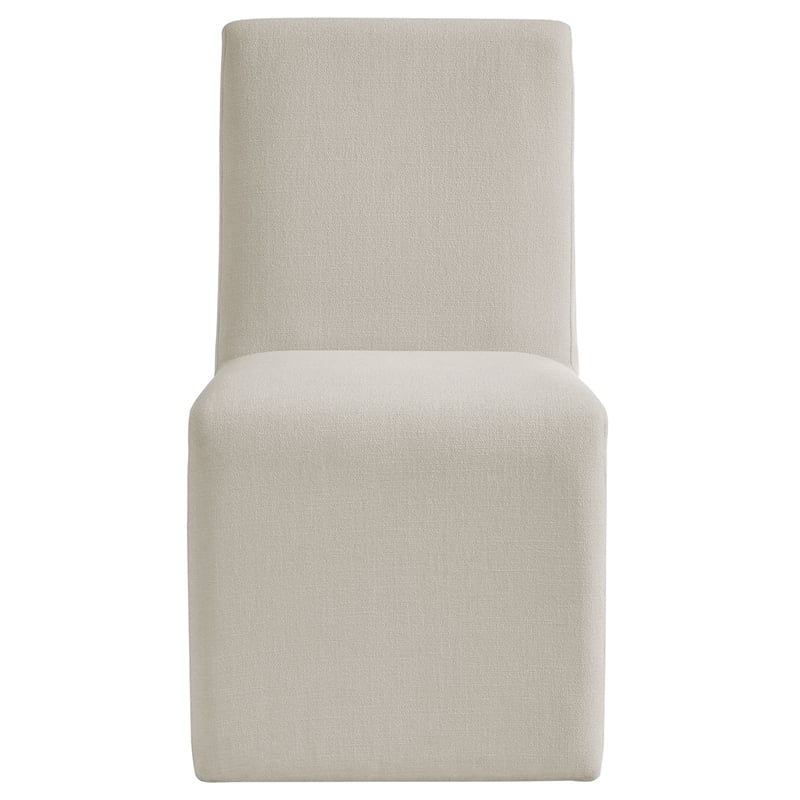 Maklaine Slub Weave Fabric Upholstered Dining Side Chair in Salt