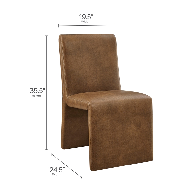 Maklaine Contemporary Vegan Leather Dining Side Chair in Canyon