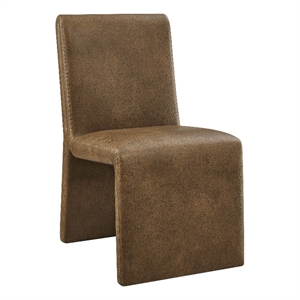 Maklaine Contemporary Vegan Leather Dining Side Chair in Canyon