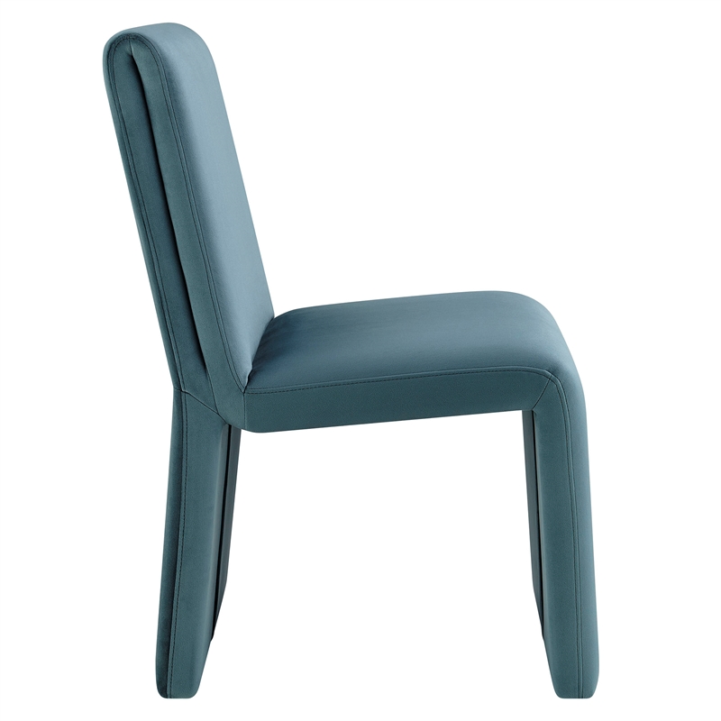 Maklaine Upholstered Performance Velvet Dining Side Chair in Cadet Blue