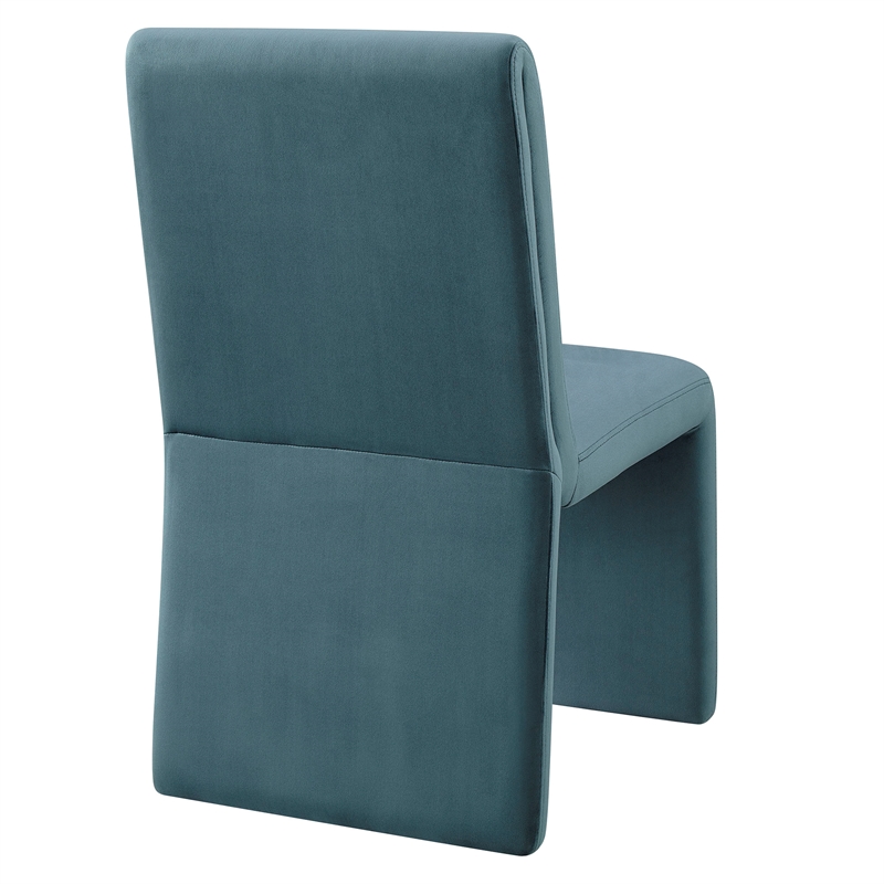 Maklaine Upholstered Performance Velvet Dining Side Chair in Cadet Blue