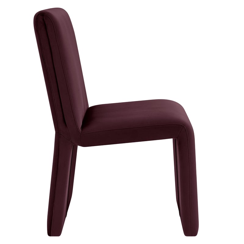 Maklaine Upholstered Performance Velvet Dining Side Chair in Mulberry