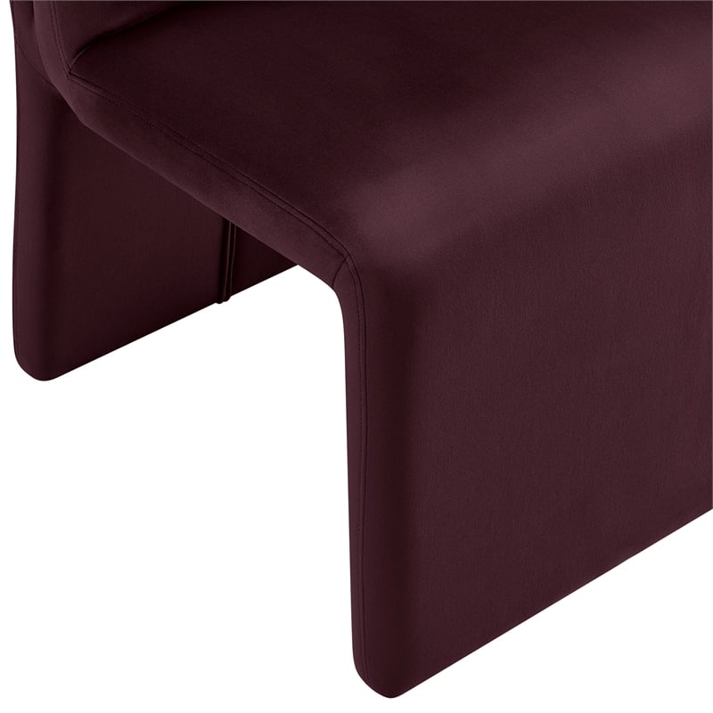 Maklaine Upholstered Performance Velvet Dining Side Chair in Mulberry